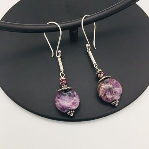 Russian Charoite Gemstone Earrings